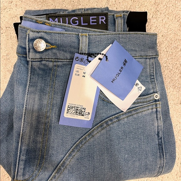 Mugler x H&M Spiral Panel Denim Jeans Size US 12 / EUR 44 - Picture 4 of 6